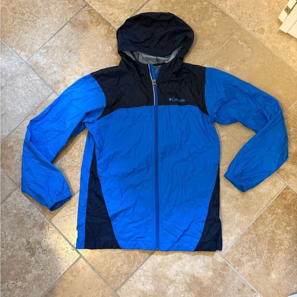 Columbia Boys Large 14-16 Performance Rain Jacket in Blue and Black